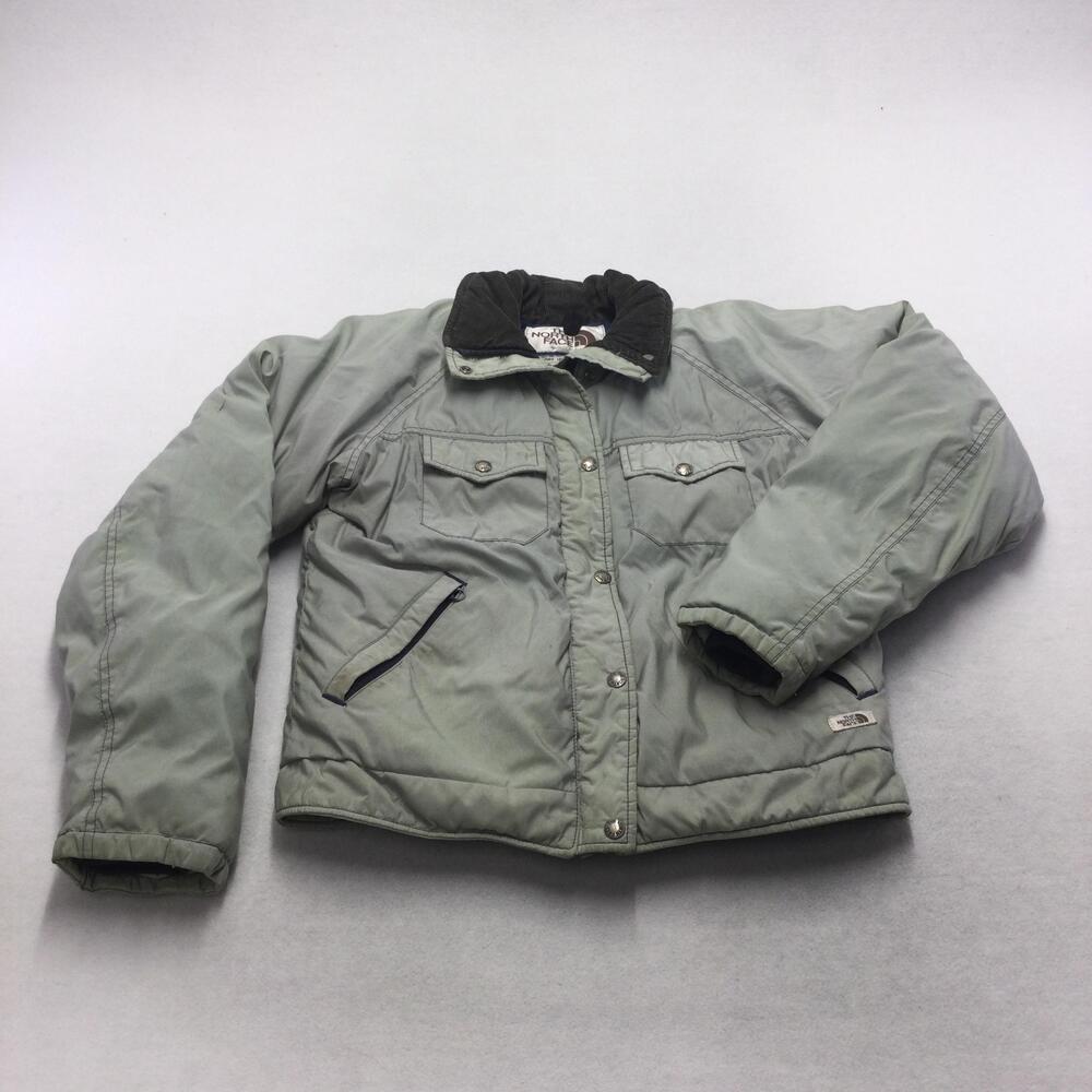 Vintage The North Face Jacket Womens Large Gray Down Puffer Made USA Ski 80s